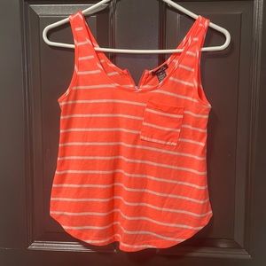 Coral striped cropped tank top